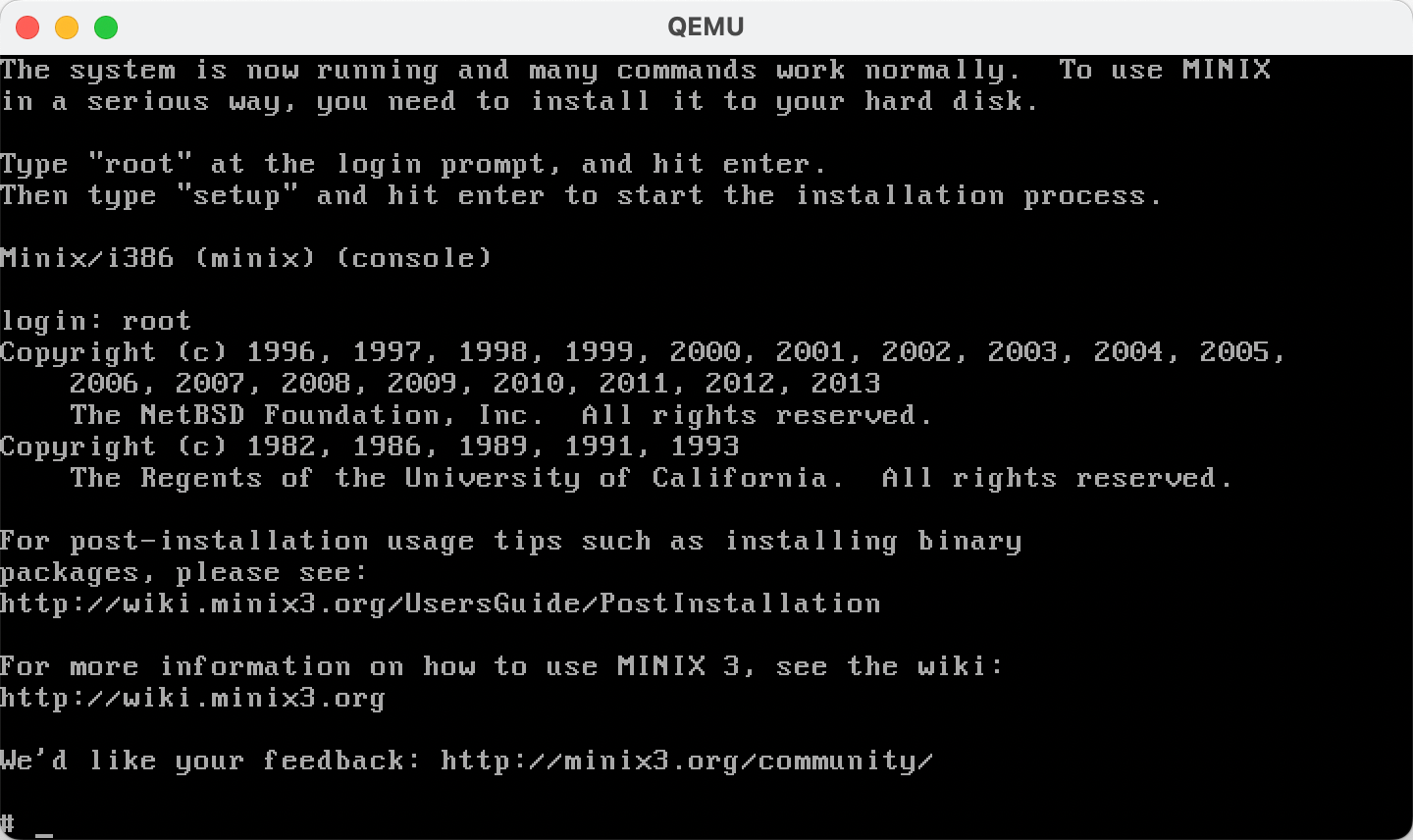启动后登录（输入root后直接回车，无需密码）